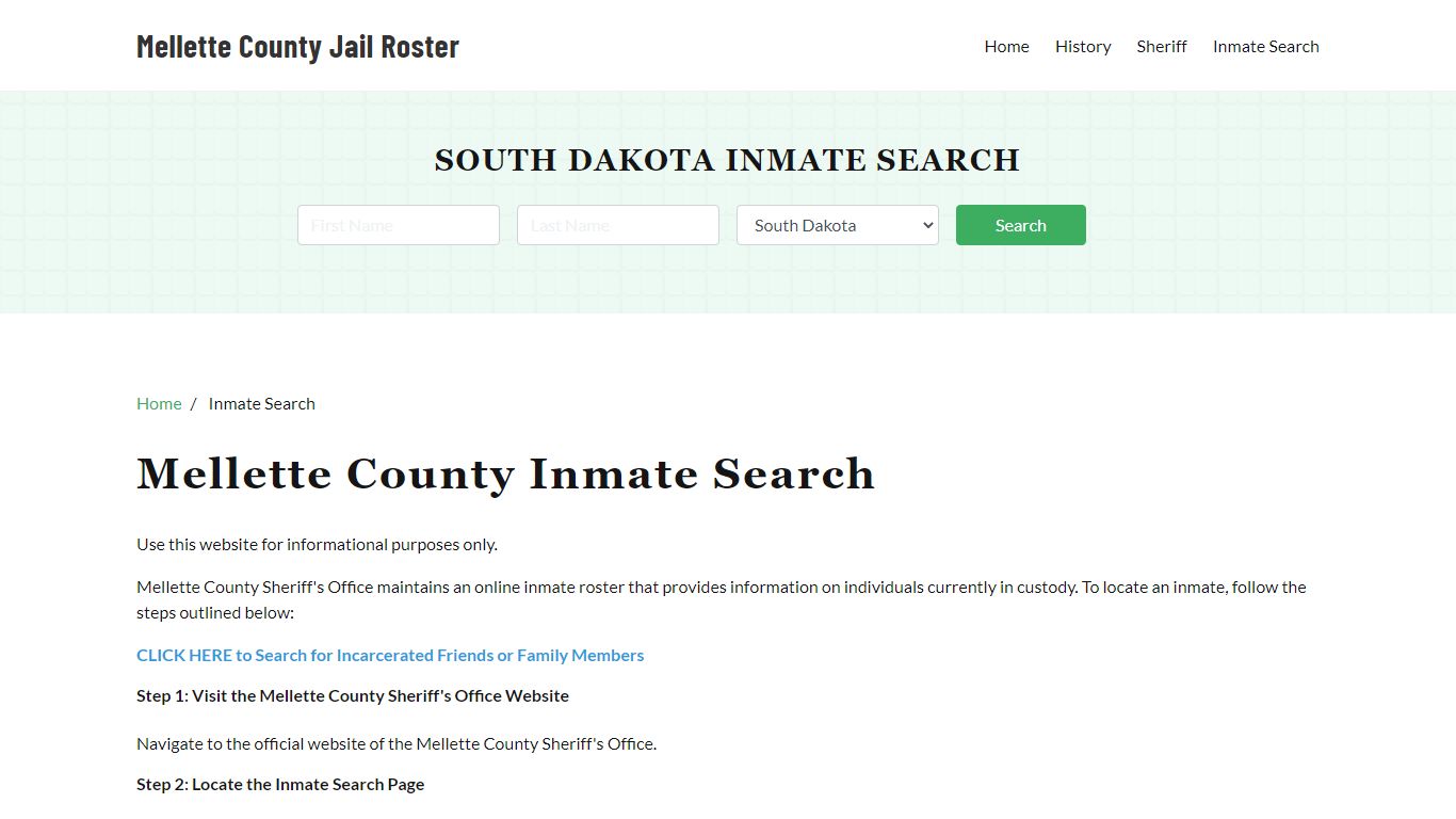 Mellette County, SD Detainee Lookup