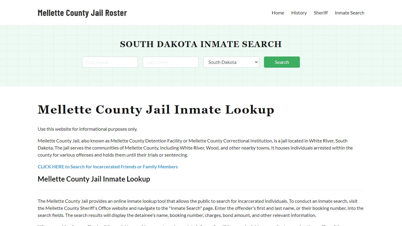 Mellette County Jail Roster Lookup, SD, Inmate Search