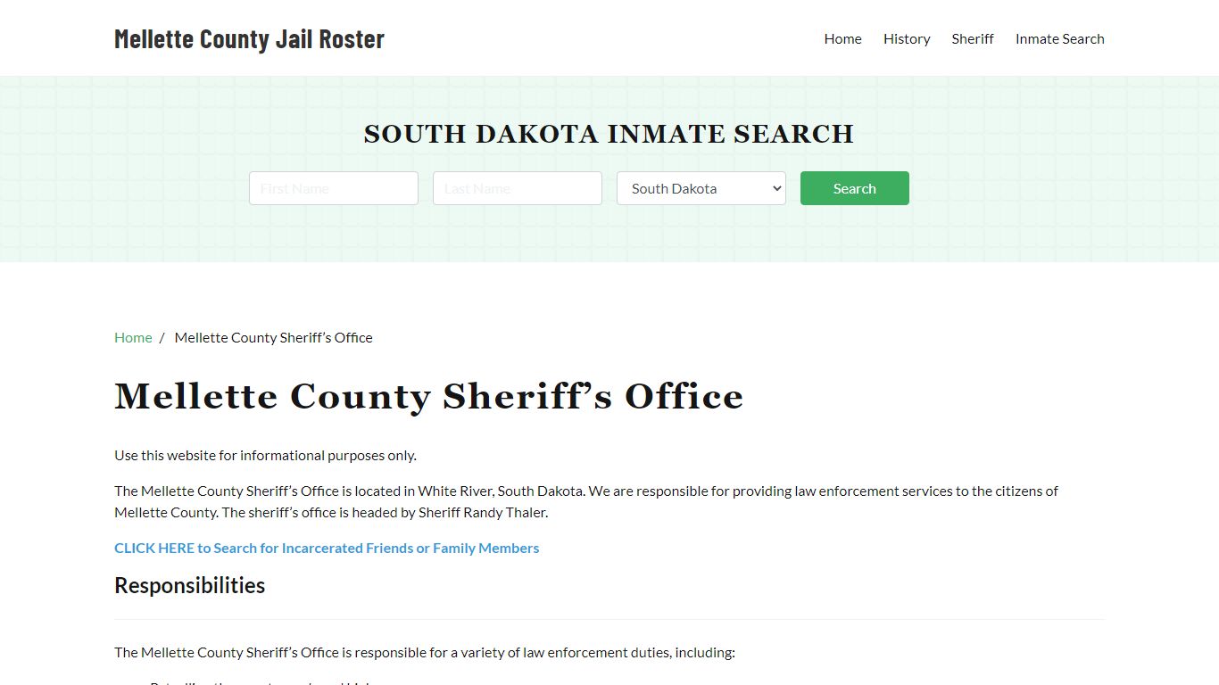 Mellette County Sheriff Office, SD, Arrest Warrants Search